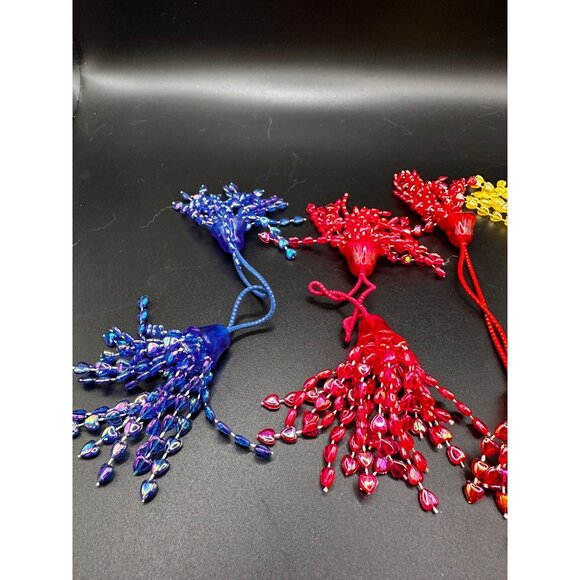 Vintage double ended beaded pony tail holders hair ties lot of 5 with beads - Picture 6 of 6